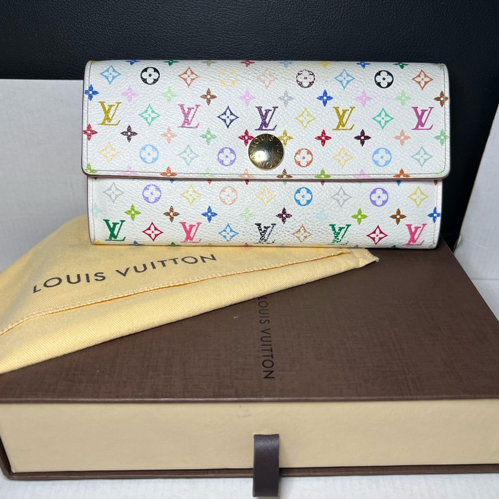 Louis Vuitton Murakami Sarah Long Wallet w/ Hot Pink Interior